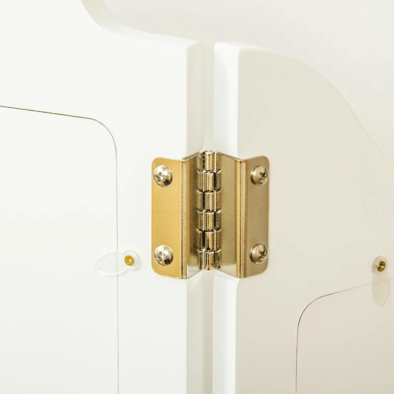 HOMCOM Tavolo da Trucco per Bambini con Sgabello e Triplo Specchio, in Legno e Acrilico, 63x40x85.5 cm, Bianco