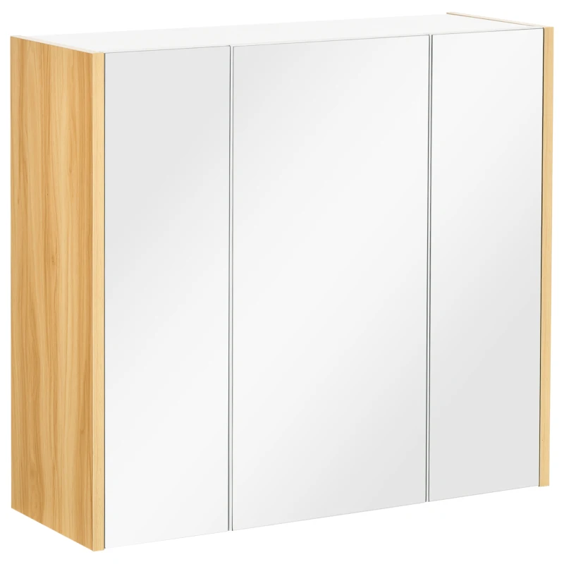 kleankin Armario espejo baño armario de tocador espejo 3 puertas 4 estantes ajustables 68 x 22 x 60 cm blanco