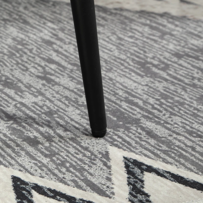 HOMCOM Taburete Reposapiés Sillón con Acolchado de Aspecto de Cachemira y Patas de Acero, 42x42x47 cm, Gris Oscuro