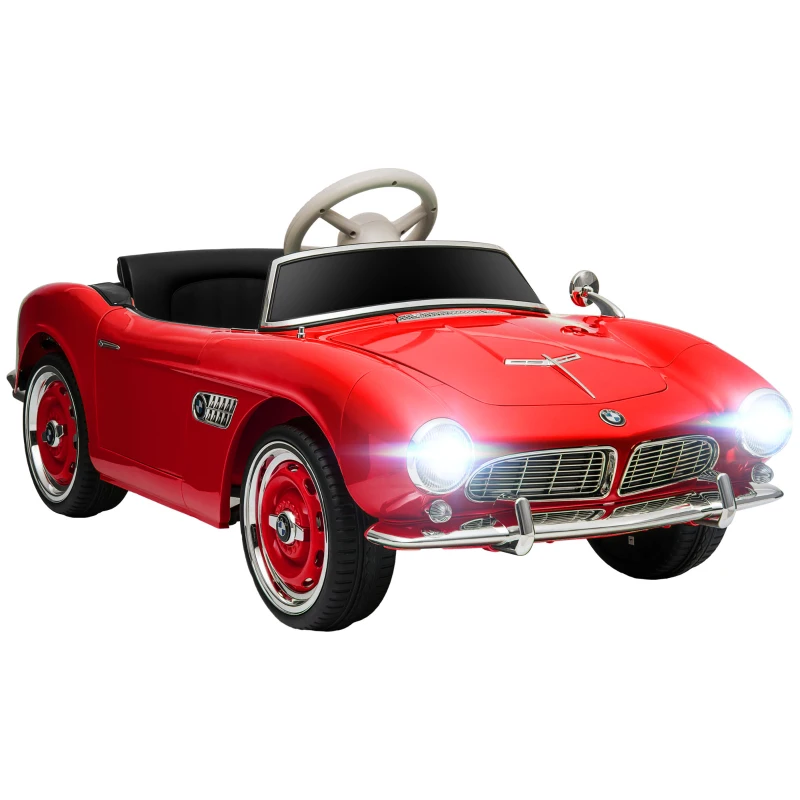 HOMCOM Coche eléctrico para niños con licencia BMW 507 estilo retro vintage 12V máx. 5km/h control remoto rojo