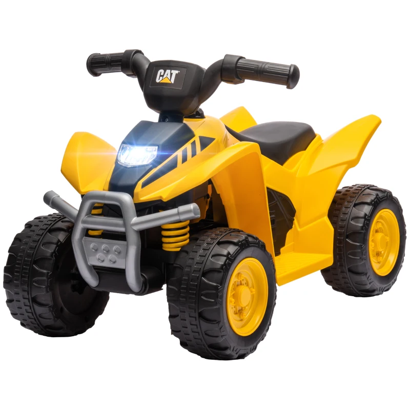 AIYAPLAY Quad eléctrico para niños con licencia de Caterpillar 6V 2,8 km/h con bocina, luces LED, para 18-36 meses, Amarillo