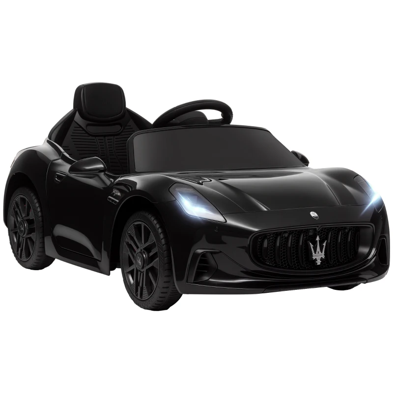 AIYAPLAY Coche eléctrico para niños con licencia Maserati Gran Turismo Folgore, 12V con control remoto, de 3 a 5 años, Negro