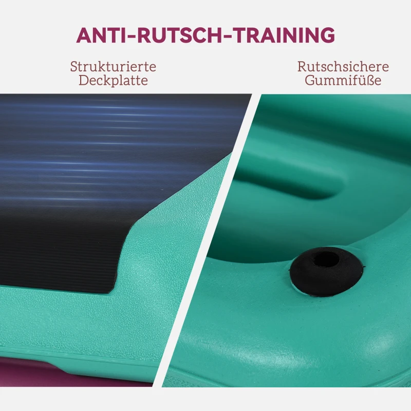 HOMCOM Steppbrett höhenverstellbar Fitness Stepper 3 Stufen (10/15/20 cm) Rutschfest Stepbench für Zuhause Fitnessstudio Büro Kunststoff Schwarz+Grün+Violett