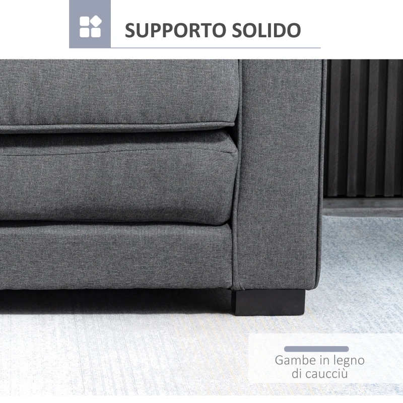 HOMCOM Divano Letto in Tessuto 2 Posti con Imbottitura e Molle, 151x75x85 cm, Grigio(m-7)