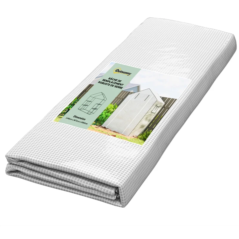 Outsunny Funda de repuesto para invernadero de jardín 140x73x190 cm con ventana, puerta anti-UV para el jardín - Blanco