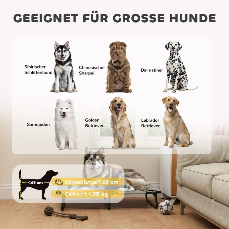 PawHut Cama para Perros Plegable Elevada Portátil, Cama para Mascotas con Malla Transpirable, para Perros Grandes, Gris Claro