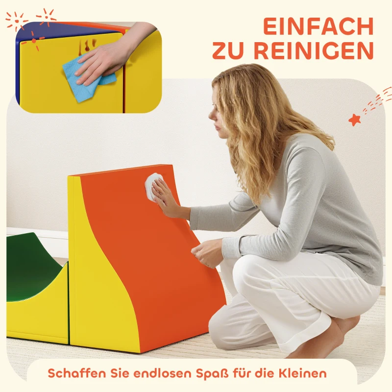 AIYAPLAY 3-delig Klim- en Kruipset voor Peuters, Kunstleer, Schuim, Geel