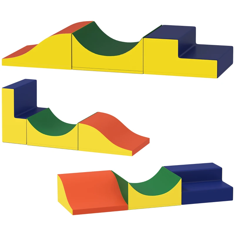 AIYAPLAY Ensemble de 3 Blocs d'Escalade et de Ramper pour Tout-Petits, Similicuir, Mousse, Jaune