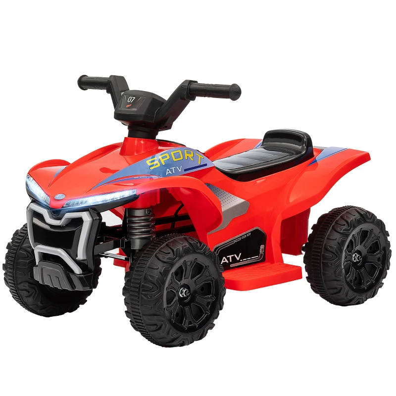 AIYAPLAY Quad eléctrico infantil 6V coche eléctrico para niños velocidad de 2,5 km/h para niños de 18-36 meses 71x40,5x45 cm Rojo