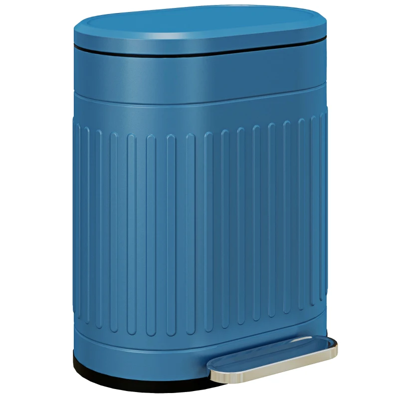 HOMCOM Cubo de basura de cocina con pedal 20L tapa de cierre suave cubo interior removible 36,5 x 31,2 x 45 cm azul