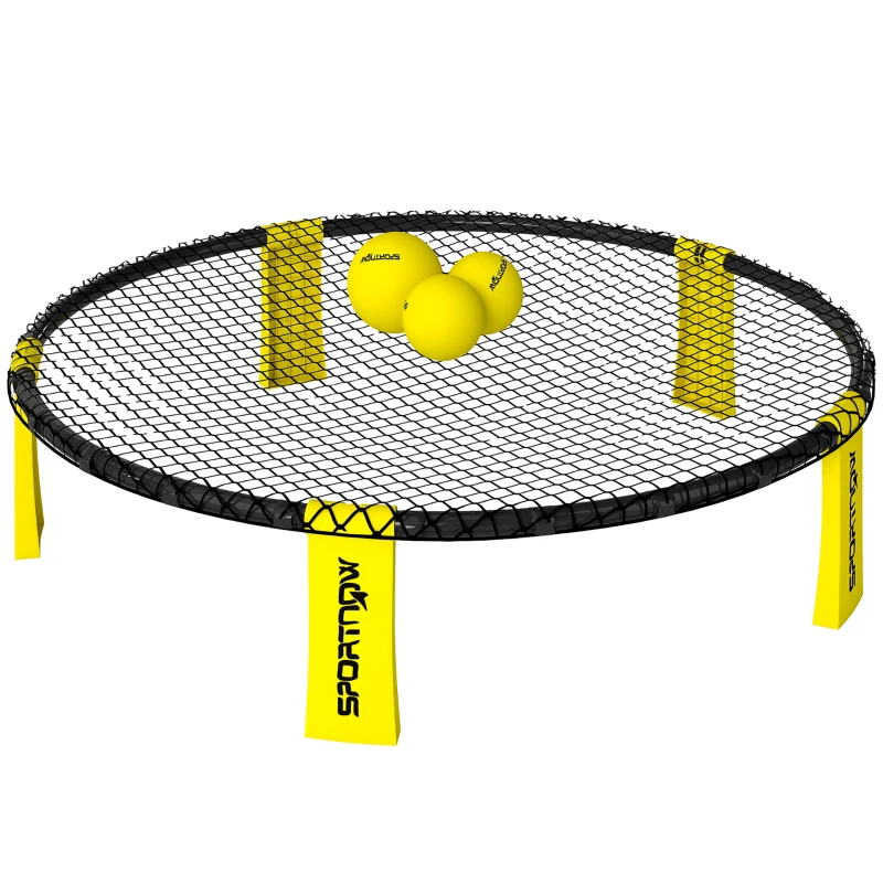 SPORTNOW Set de mini-voleibol al aire libre con red, 3 pelotas y bomba, portátil con bolso de transporte Amarillo