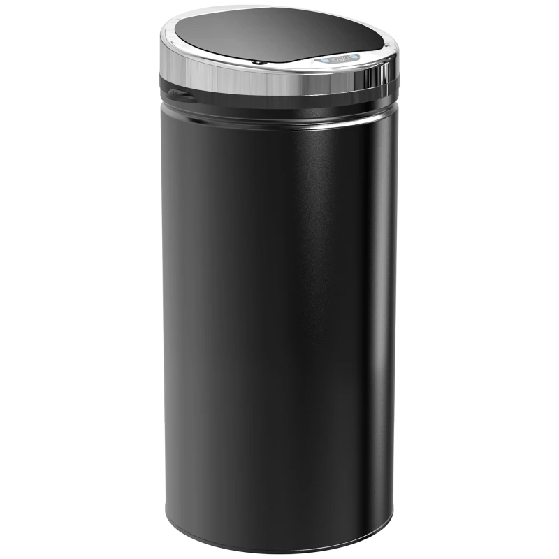 HOMCOM Cubo de Basura Automático 42L, Cubo de Basura de Cocina en Acero Galvanizado con Sensor de Movimiento y Cubo Interno Extraíble, Negro