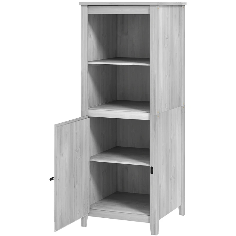 Outsunny Cobertizo de jardín con puerta de granero, estantes ajustables, diseño estilizado, Madera de pino, Gris claro