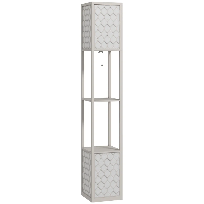HOMCOM Lamparón estantería 2 lampes 2 étageres 4 niveaux MDF gris motif nid d'abeille 26 x 26 x 156 cm gris