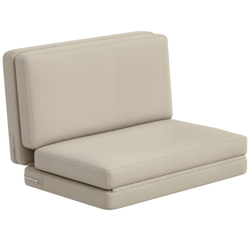 HOMCOM Sofá de Suelo plegable 2-en-1, colchón de invitados, divisible, 120 cm de ancho, Beige