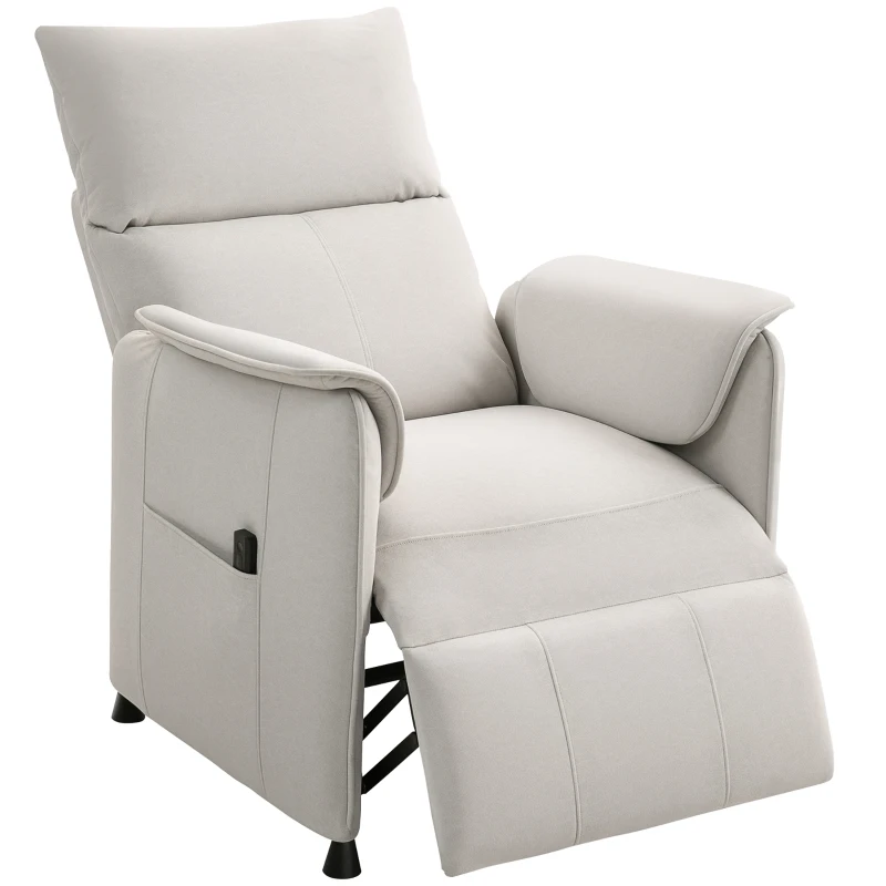 HOMCOM Sillón Relax con Motor Silencioso, Sillón Tapizado con Resistente Tela, Función de Memoria, Reposapiés Ajustable, Blanco Crema