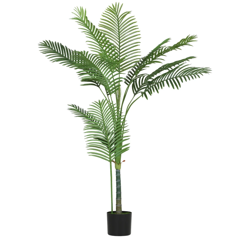 HOMCOM Planta artificial interior 150 cm, palmera árbol artificial con maceta de plástico y afelpado, verde