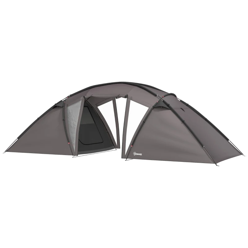 Outsunny Tenda de campaña familiar para 4-6 personas, tienda túnel impermeable 3000 mm con 2 puertas, bolsa de transporte, Negro