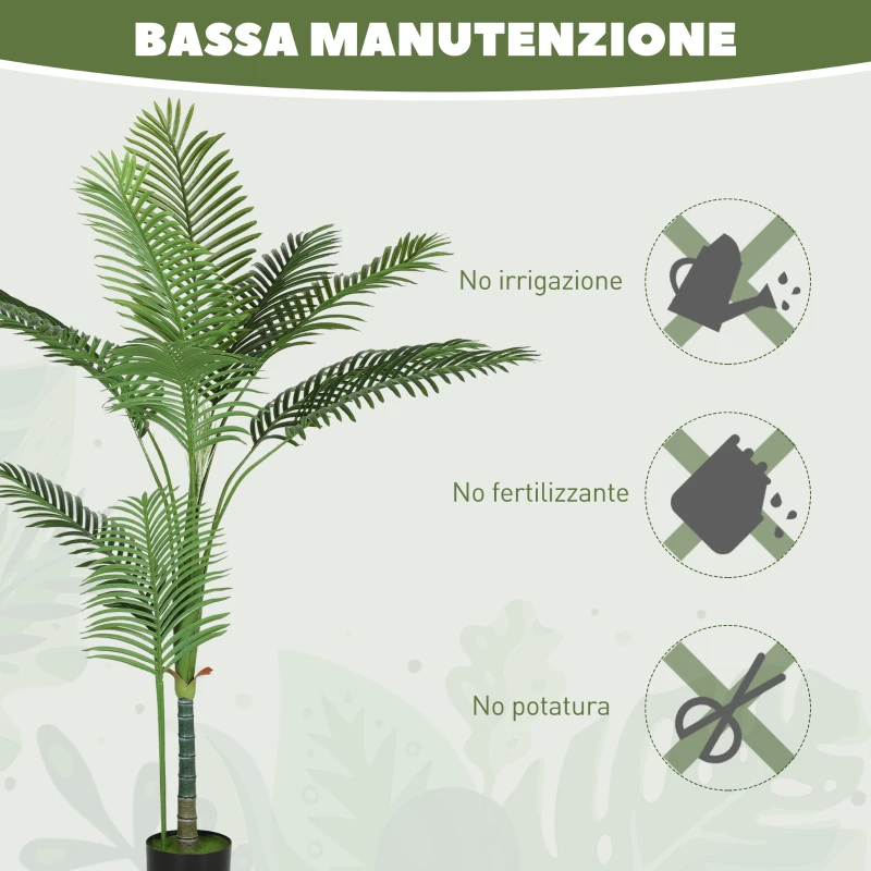 HOMCOM Pianta Finta Palma Areca Alta 150 cm per Interni con Vaso, Decorazione per Casa e Ufficio, Verde