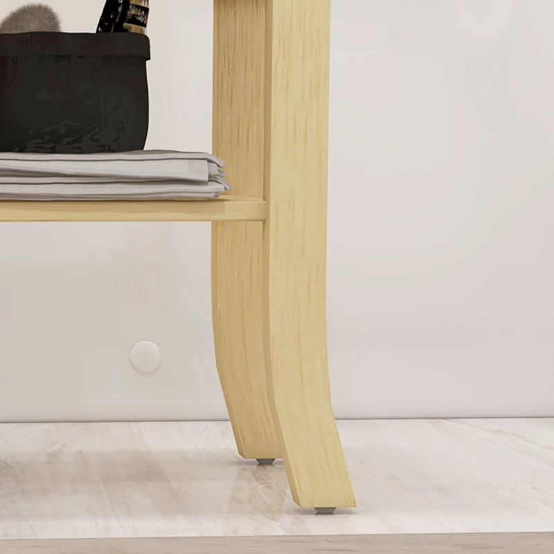 HOMCOM Taburete de ducha en bambú con estante de almacenamiento y portatoallas, 42×29×43 cm, natural
