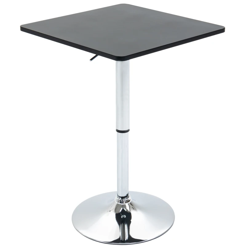HOMCOM Mesa de bar ajustable en altura, 360° giratoria, patas resistentes a los arañazos, base de metal estable, Negro/Plata