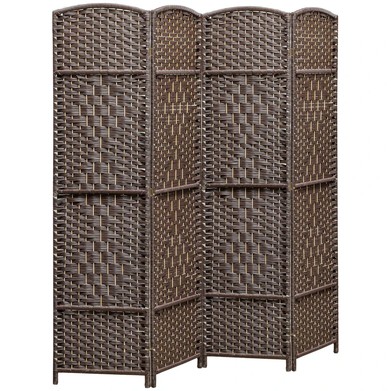 HOMCOM Biombo interior de madera 4 paneles separador de ambientes plegable para sala de estar dormitorio 180x180 cm Marrón