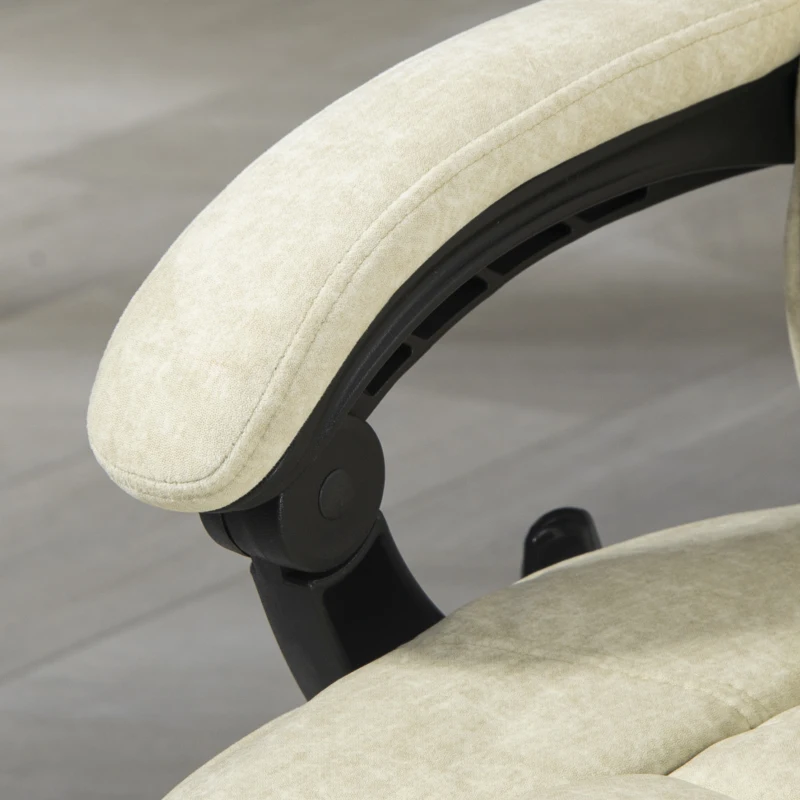 Vinsetto Silla de Oficina de Masaje y Calefacción Altura Ajustable Respaldo Reclinable Control Remoto Reposapiés Retráctil Beige