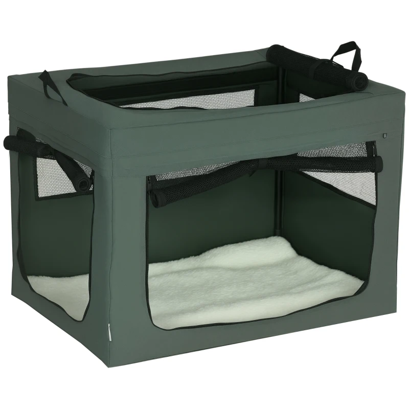 PawHut Mochila de transporte plegable para mascotas con asa tela de malla 79,5x57x57 cm Gris Negro