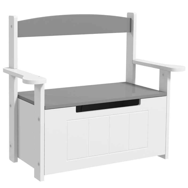 AIYAPLAY Baúl de juguetes para niños 2 en 1 y banco con respaldo y apoyabrazos - pistón neumático 68,5x34x58 cm