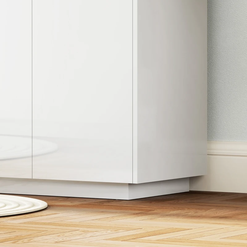 HOMCOM Buffet sala de estar buffet cocina 4 puertas de cierre suave y estantes ajustables 140x40x75 cm Blanco lacado