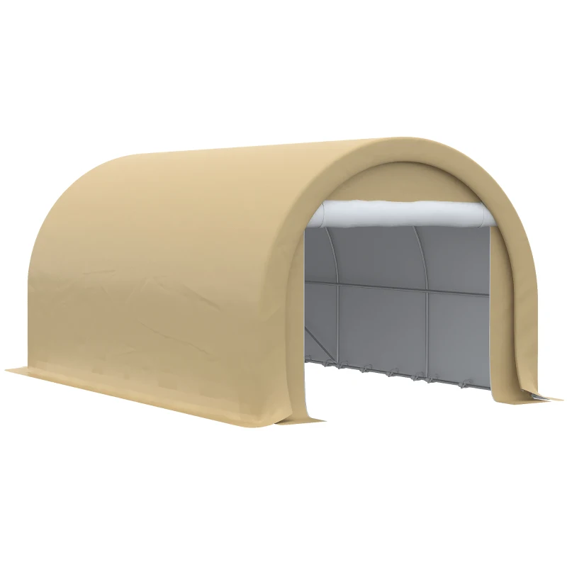Outsunny Carpa de garaje resistente al agua protección UV UPF 30 + laterales desmontables 5x3 m Beige