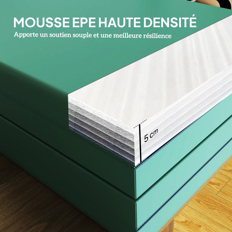 SPORTNOW Tapis de gymnastique pliable portable, tapis de sport épais en 4 parties avec poignées, 180 x 60 x 5 cm, vert et violet