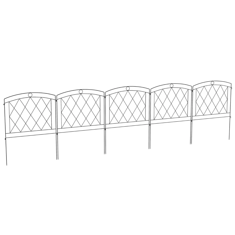 Outsunny Conjunto de 5 paneles de valla de jardín decorativa en metal, borde de jardín, macizo de flores 305x80 cm