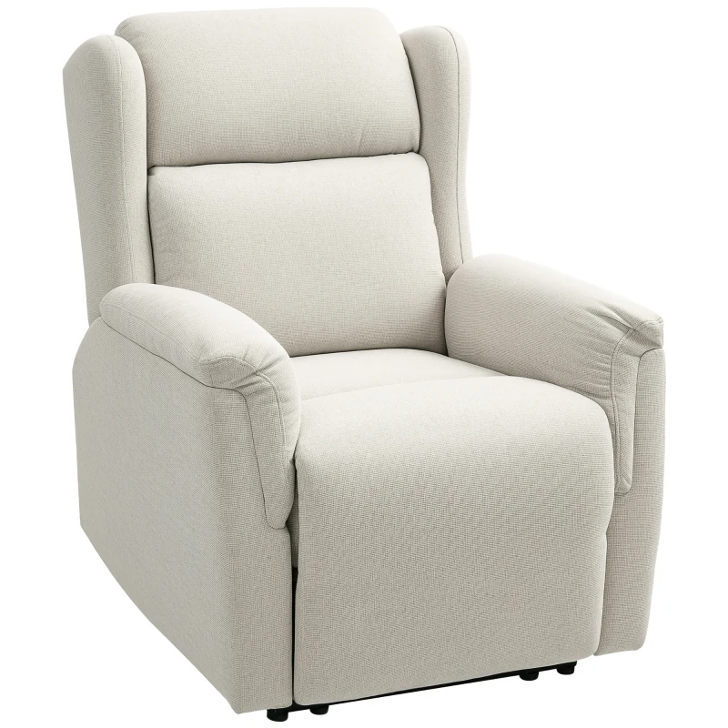 HOMCOM Sillón de Relax, Silla tapizada ajustable con reposapiés, Inclinable a 160°, Aspecto de lino, montaje rápido, Beige