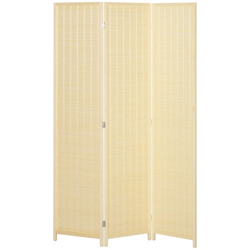 HOMCOM Biombo de madera separador de ambientes cloison de séparation plegable 3 paneles 135 x 180 cm madera natural