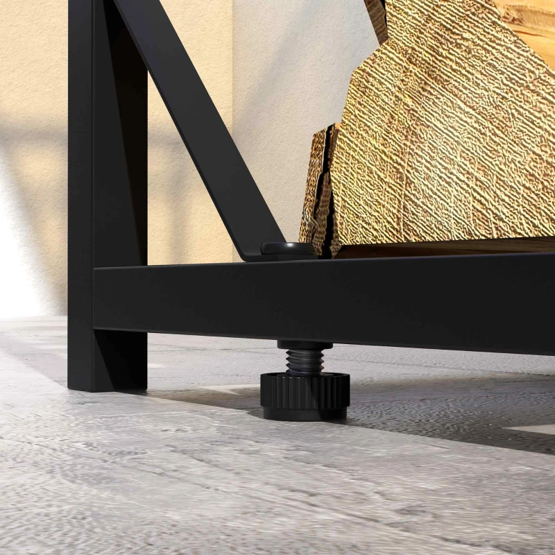Outsunny Cobertizo de leña soporte para leña estante en metal y policarbonato 185x67x185 cm Negro
