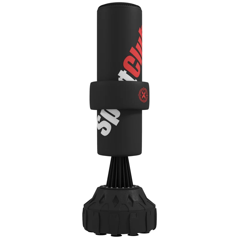 SPORTNOW Saco de Boxeo Independiente, Saco de Golpeo Ajustable, Base Rellenable hasta 50 kg, 58x58x175 cm, Negro