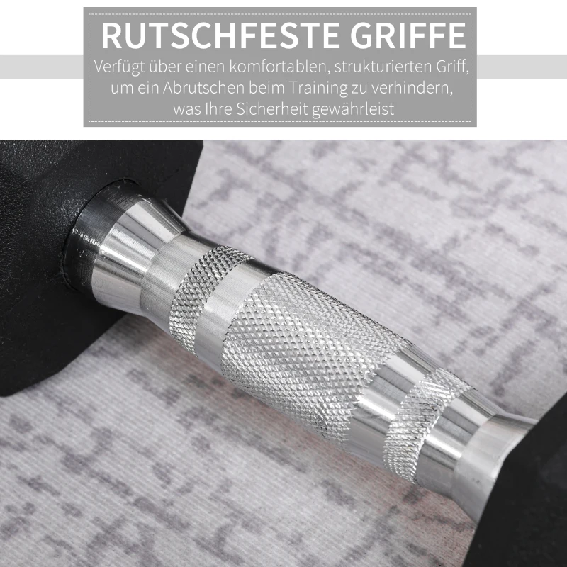 HOMCOM Hexagon Hanteln, 2er Set Hanteln mit gerändeltem Griff, Kurzhantelset aus Gusseisen, 2 x 4 kg, Kurzhanteln für Männer Frauen, Zuhause, Fitnessstudio, Krafttraining
