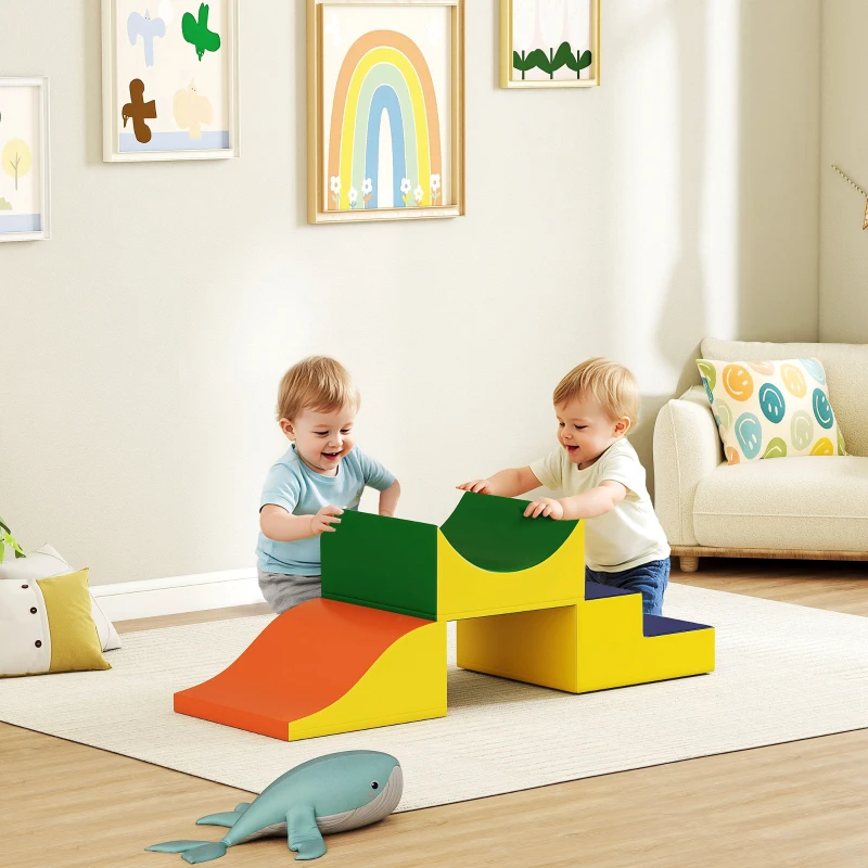 AIYAPLAY Set de 3 piezas para escalar y gatear para niños pequeños, cuero sintético, espuma, Amarillo