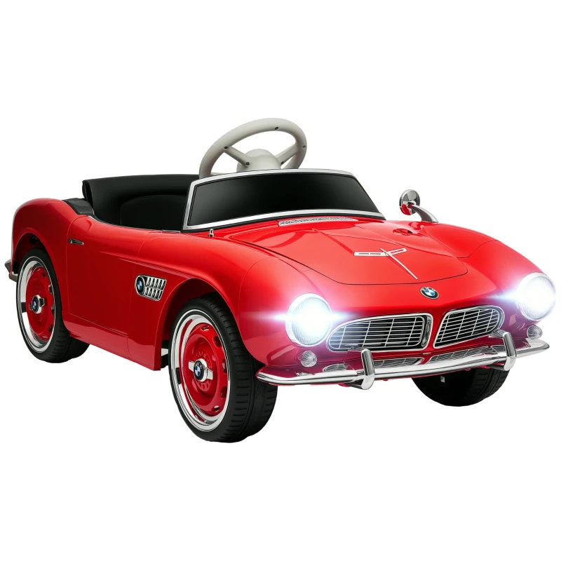 HOMCOM Coche eléctrico para niños con licencia BMW 507 estilo retro vintage 12V máx, 5km/h control remoto Rojo