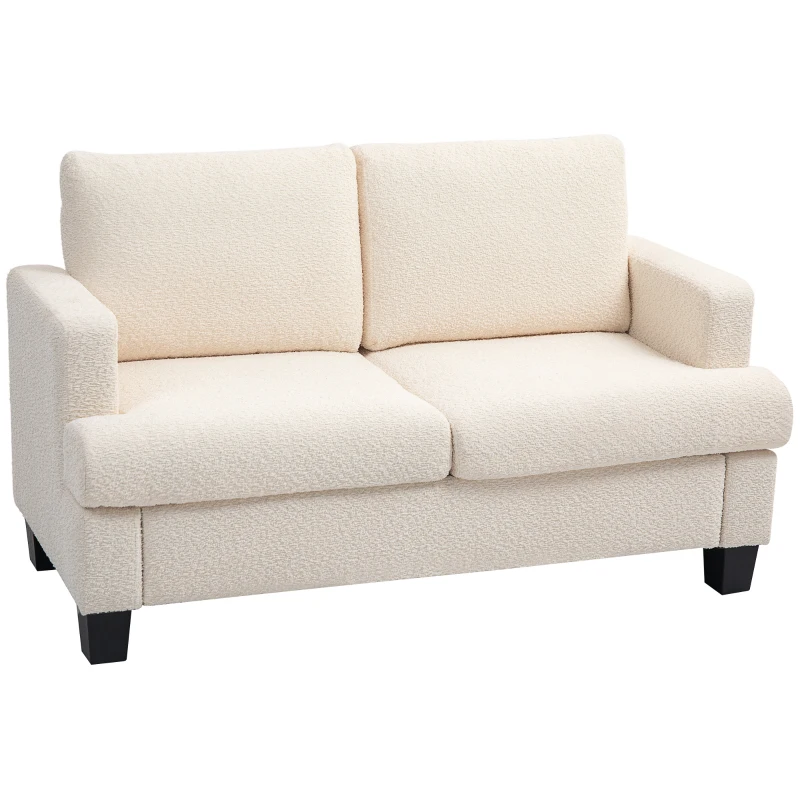 HOMCOM Sofá 2 plazas 120 cm con cojines de respaldo extraíbles, tela chenilla para sala, habitación, oficina, Beige