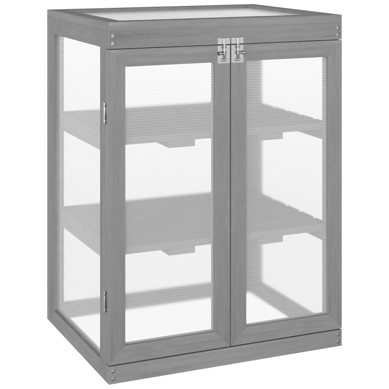Outsunny Invernadero, Invernadero, transparente, adecuado para exteriores, Madera + Policarbonato, 58 x 44 x 78 cm