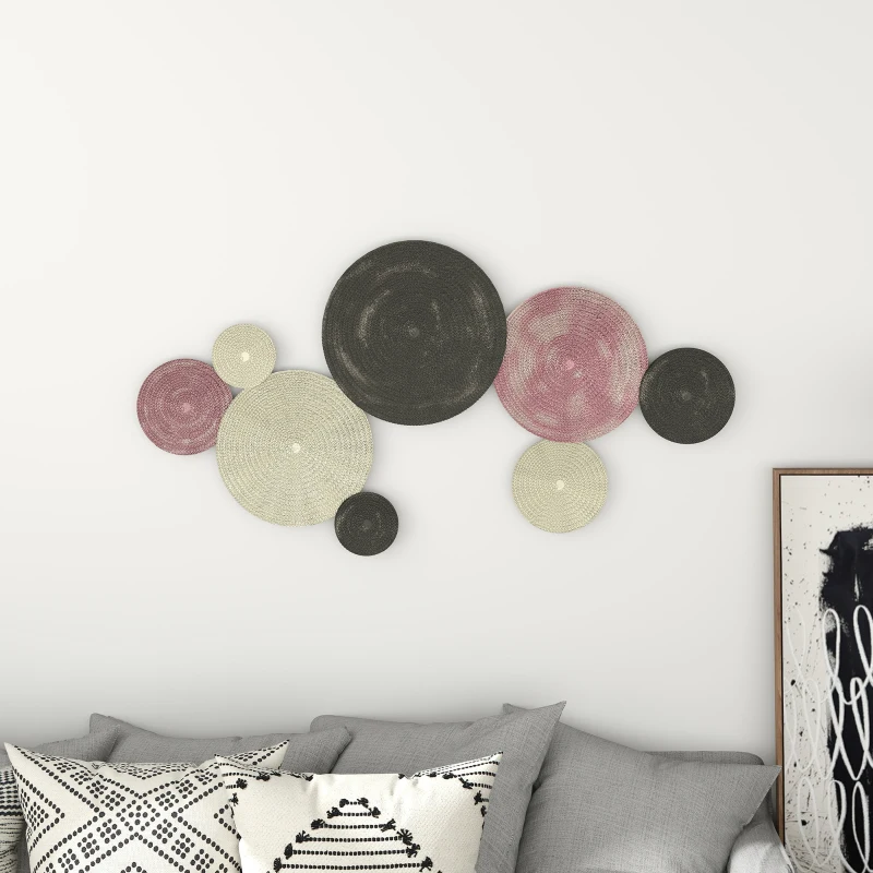 HOMCOM Wanddecoratieset in schijfontwerp, 8 metalen schijven, veelzijdig, Meer-kleurig