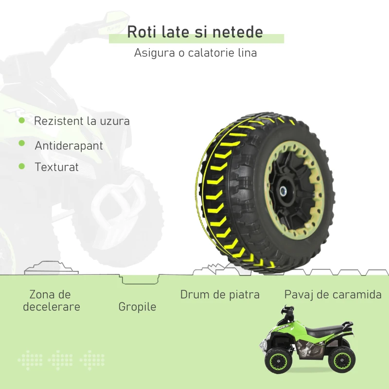 HOMCOM Mini ATV, Motocicletă pentru Copii 18-36 Luni cu Melodii Integrate și Ghidon Larg, 67,5x38x44 cm, Verde(m-5)