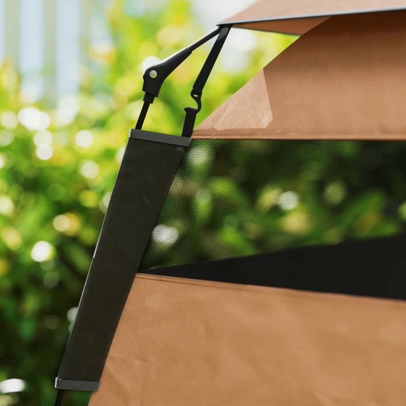 PawHut Tienda para Mascotas, Tienda de Campaña para Perros, Plegable, Resistente a la Intemperie, Caseta para Perros Grandes, Marrón