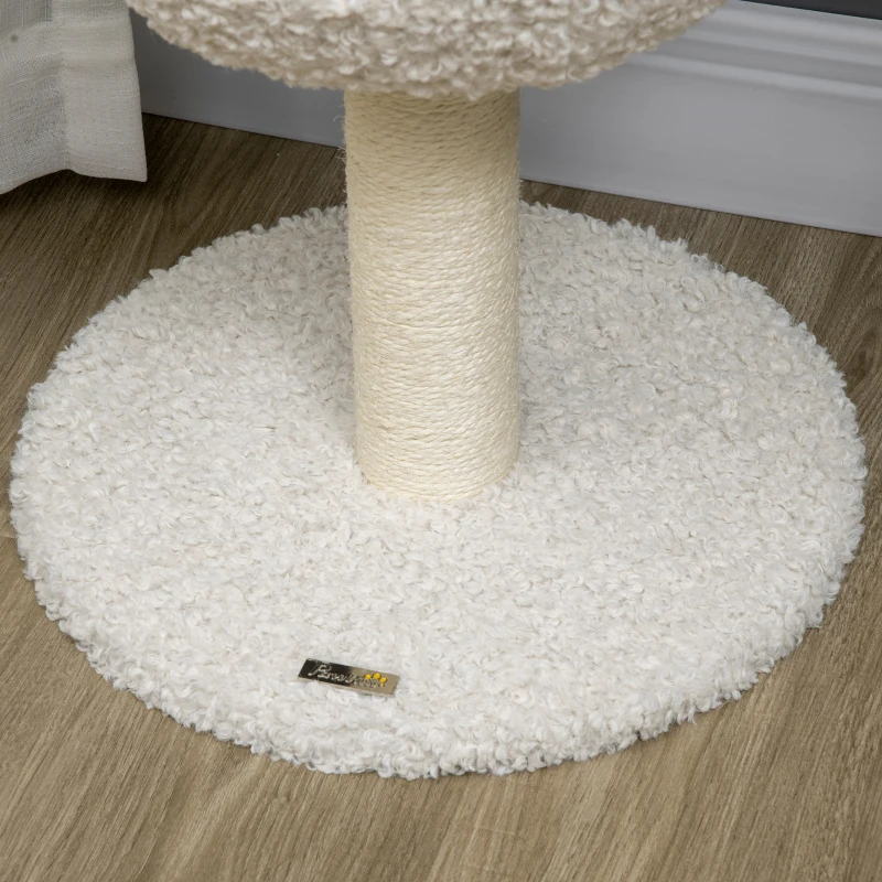HOMCOM Árbol Rascador para Gatos, Diseño de oveja con cueva y poste rascador, cojín lavable, Blanco Crema + Marrón