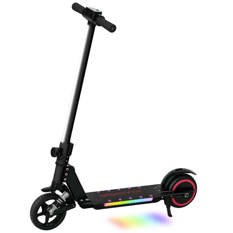 SPORTNOW Patinete eléctrico para niños de 6-14 años scooter eléctrico plegable para niños velocidad máx, 14 km/h aluminio Negro
