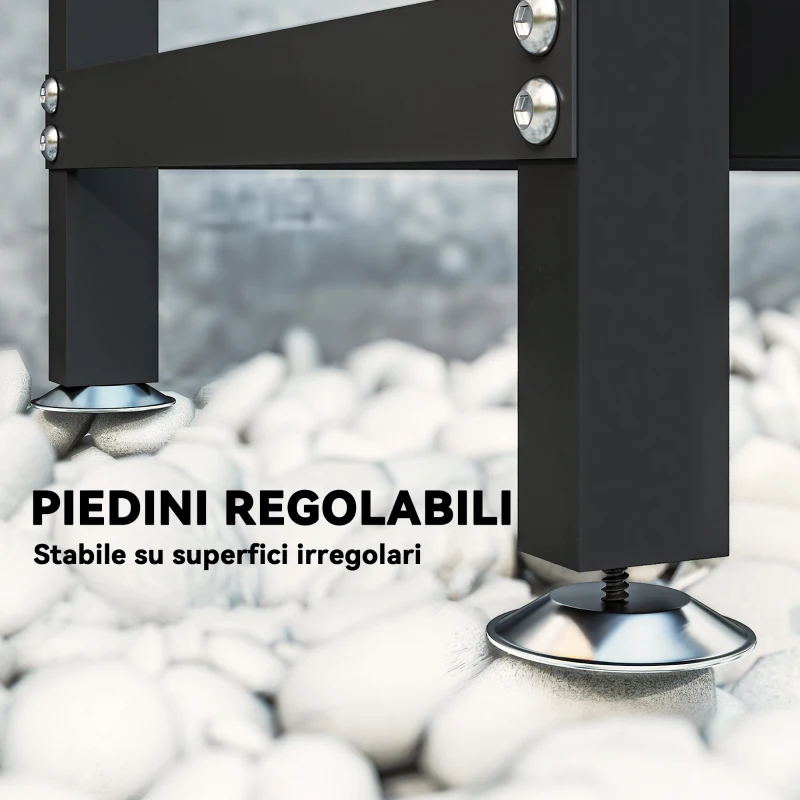 Outsunny Legnaia da 0.8m³ Regolabile con Telo Impermeabile e Catene in Acciaio, 235x31x116 cm, Nero