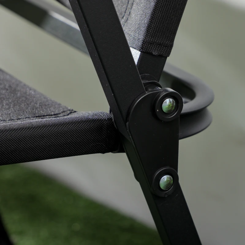 Outsunny Silla de camping silla de pesca plegable con apoyabrazos tela Oxford y estructura de acero 54x59x78 cm Negro