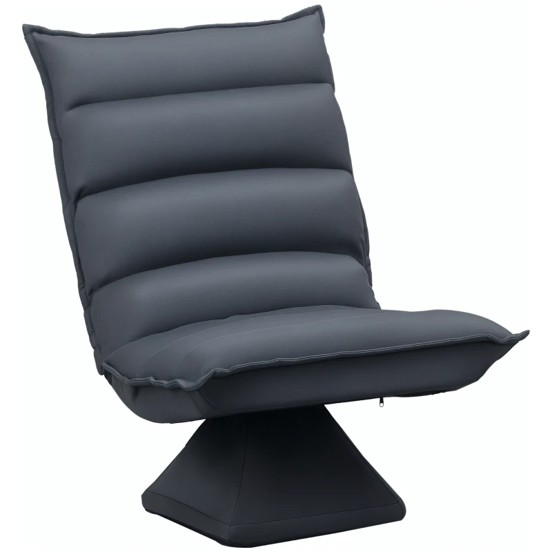 HOMCOM Sillón, Asiento Giratorio, Respaldo Inclinable, Acolchado Suave, Cubierta Transpirable, Gris Oscuro, 62x70x95 cm